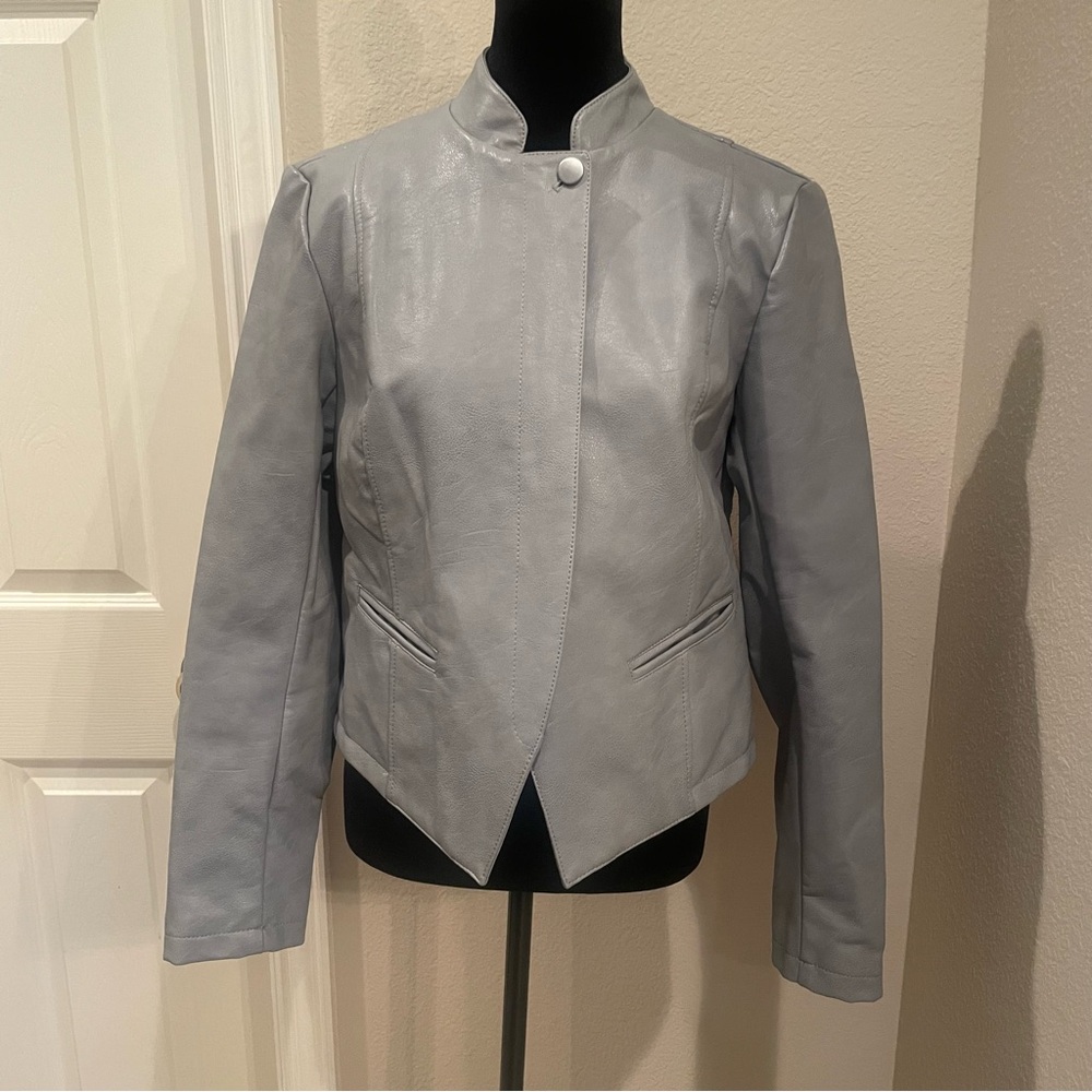 Ann Taylor Light Gray Leather Jacket